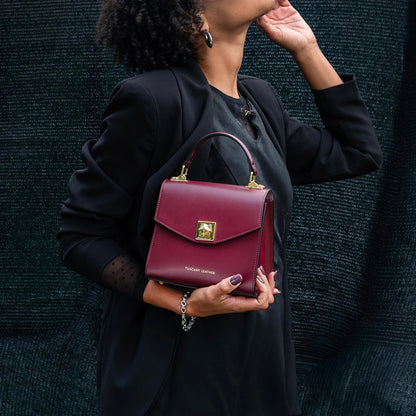 The Tropical Duchess Tuscany Leather  TL BAG TL142203 Leather Handbag in Red