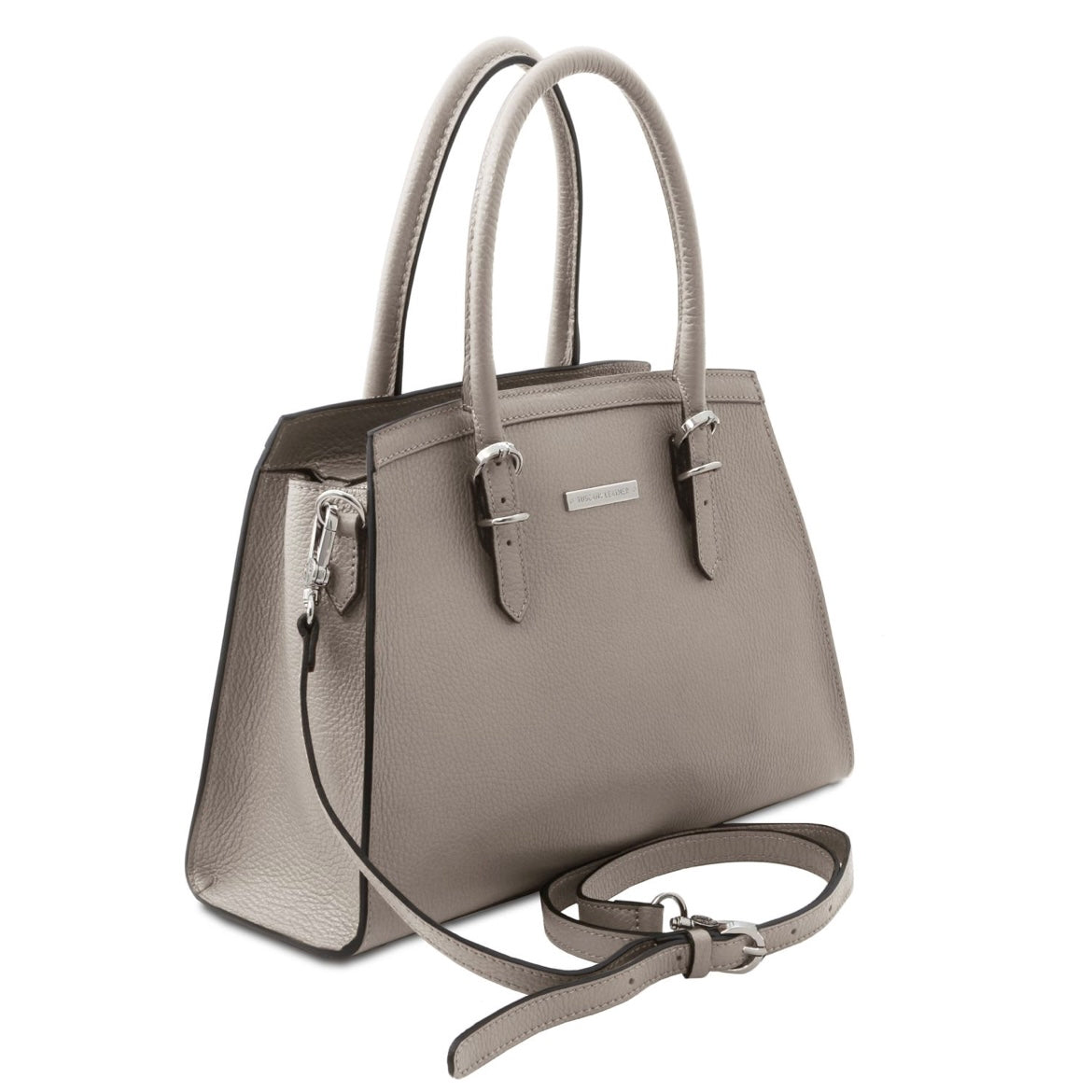 The Tropical Duchess Tuscany Leather  TL BAG TL142147 Leather Handbag in Light Grey