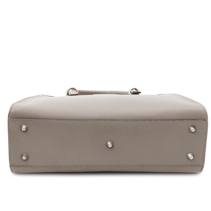 The Tropical Duchess Tuscany Leather  TL BAG TL142147 Leather Handbag in Light Grey