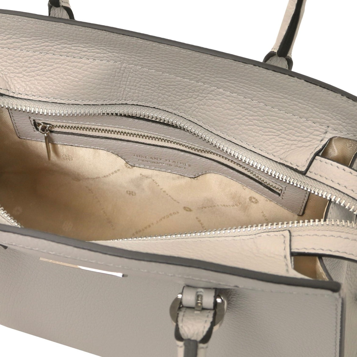 The Tropical Duchess Tuscany Leather  TL BAG TL142147 Leather Handbag in Light Grey
