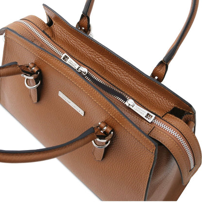 The Tropical Duchess Tuscany Leather  TL BAG TL142147 Leather Handbag in Cognac