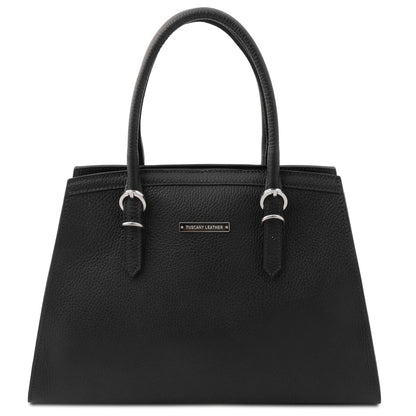 The Tropical Duchess Tuscany Leather  TL BAG TL142147 Leather Handbag in Black