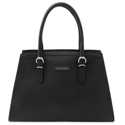 The Tropical Duchess Tuscany Leather  TL BAG TL142147 Leather Handbag in Black