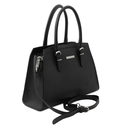 The Tropical Duchess Tuscany Leather  TL BAG TL142147 Leather Handbag in Black