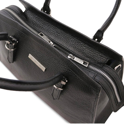 The Tropical Duchess Tuscany Leather  TL BAG TL142147 Leather Handbag in Black