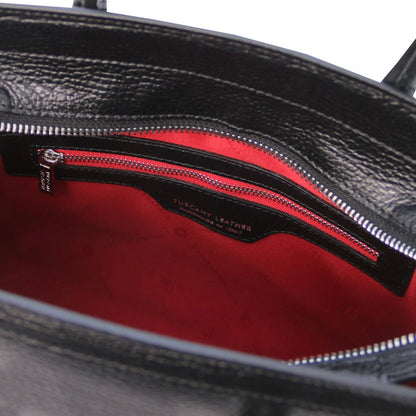 The Tropical Duchess Tuscany Leather  TL BAG TL142147 Leather Handbag in Black