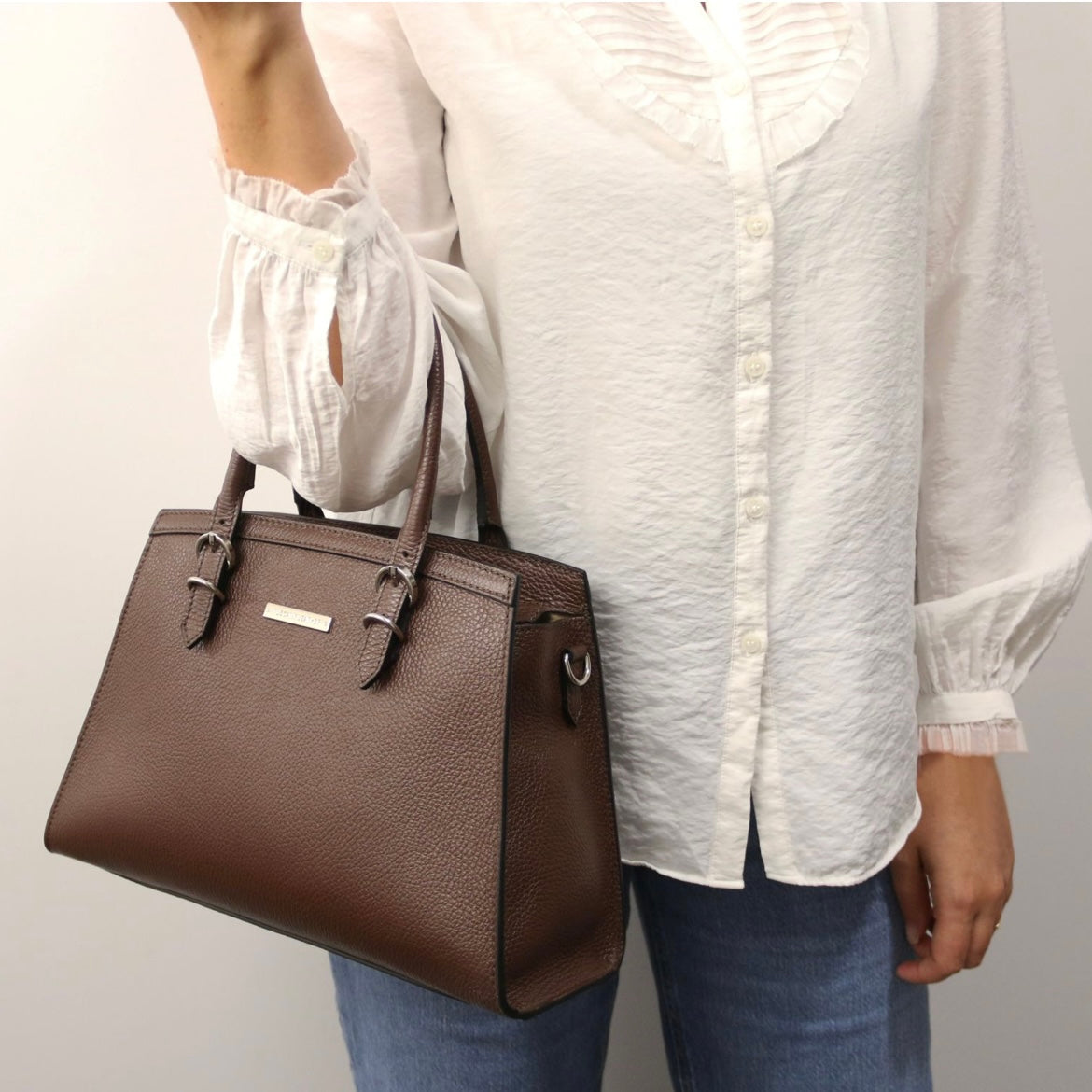 The Tropical Duchess Tuscany Leather  TL BAG TL142147 Leather Handbag in Black