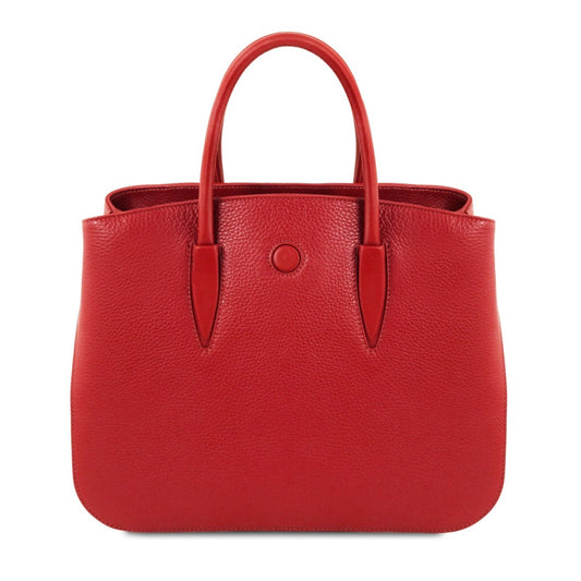 The Tropical Duchess Tuscany Leather  TL BAG CAMELIA TL141728 Leather Handbag in Lipstick Red