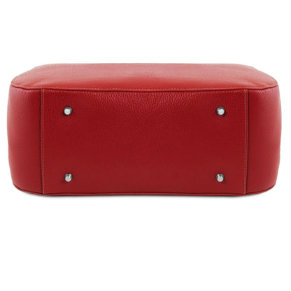 The Tropical Duchess Tuscany Leather  TL BAG CAMELIA TL141728 Leather Handbag in Lipstick Red