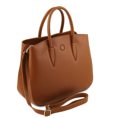 The Tropical Duchess Tuscany Leather  TL BAG CAMELIA TL141728 Leather Handbag in Cognac