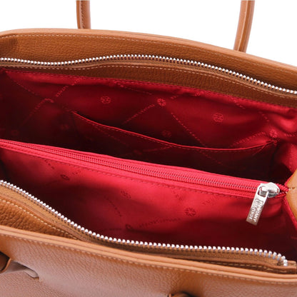 The Tropical Duchess Tuscany Leather  TL BAG CAMELIA TL141728 Leather Handbag in Cognac