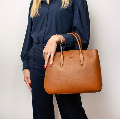 The Tropical Duchess Tuscany Leather  TL BAG CAMELIA TL141728 Leather Handbag in Cognac