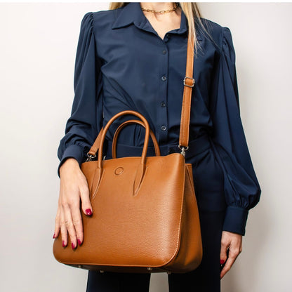 The Tropical Duchess Tuscany Leather  TL BAG CAMELIA TL141728 Leather Handbag in Cognac