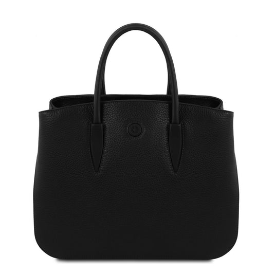The Tropical Duchess Tuscany Leather  TL BAG CAMELIA TL141728 Leather Handbag in Black