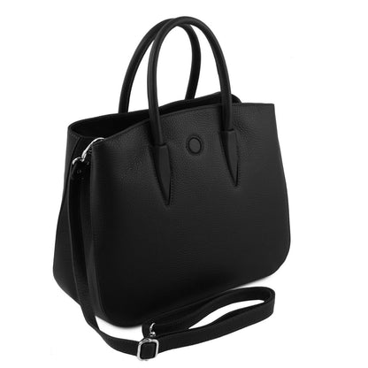 The Tropical Duchess Tuscany Leather  TL BAG CAMELIA TL141728 Leather Handbag in Black