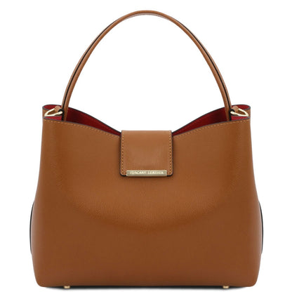 The Tropical Duchess Tuscany Leather  TL BAG CLIO TL141690 Leather Secchiello bag in Cognac