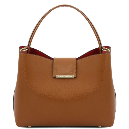 The Tropical Duchess Tuscany Leather  TL BAG CLIO TL141690 Leather Secchiello bag in Cognac