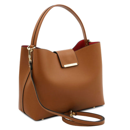 The Tropical Duchess Tuscany Leather  TL BAG CLIO TL141690 Leather Secchiello bag in Cognac