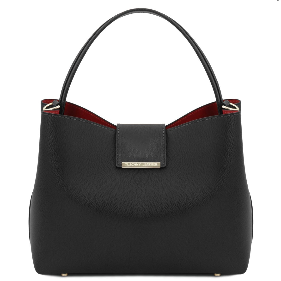 The Tropical Duchess Tuscany Leather  TL BAG CLIO TL141690 Leather Secchiello bag in Black