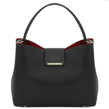 The Tropical Duchess Tuscany Leather  TL BAG CLIO TL141690 Leather Secchiello bag in Black