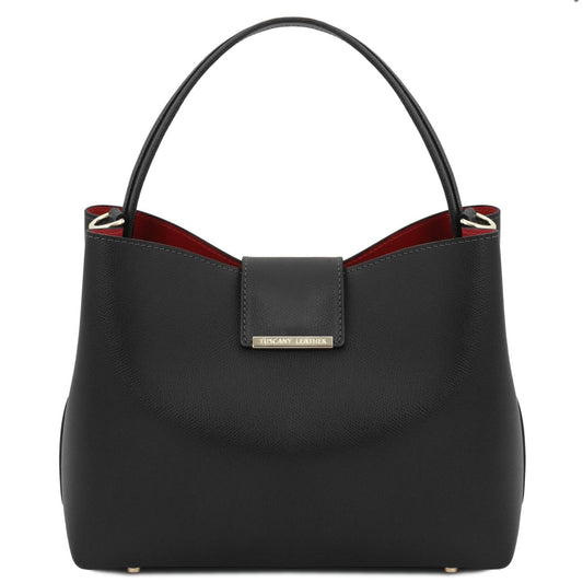 The Tropical Duchess Tuscany Leather  TL BAG CLIO TL141690 Leather Secchiello bag in Black