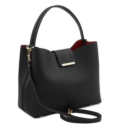 The Tropical Duchess Tuscany Leather  TL BAG CLIO TL141690 Leather Secchiello bag in Black