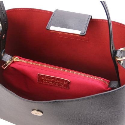 The Tropical Duchess Tuscany Leather  TL BAG CLIO TL141690 Leather Secchiello bag in Black