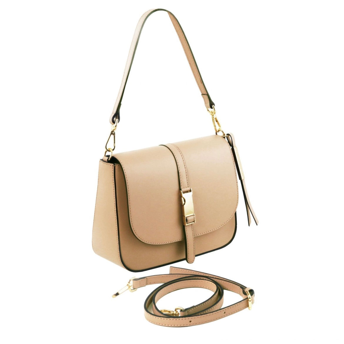The Tropical Duchess Tuscany Leather  TL BAG NAUSICA TL141598 Leather Shoulder bag in Champagne