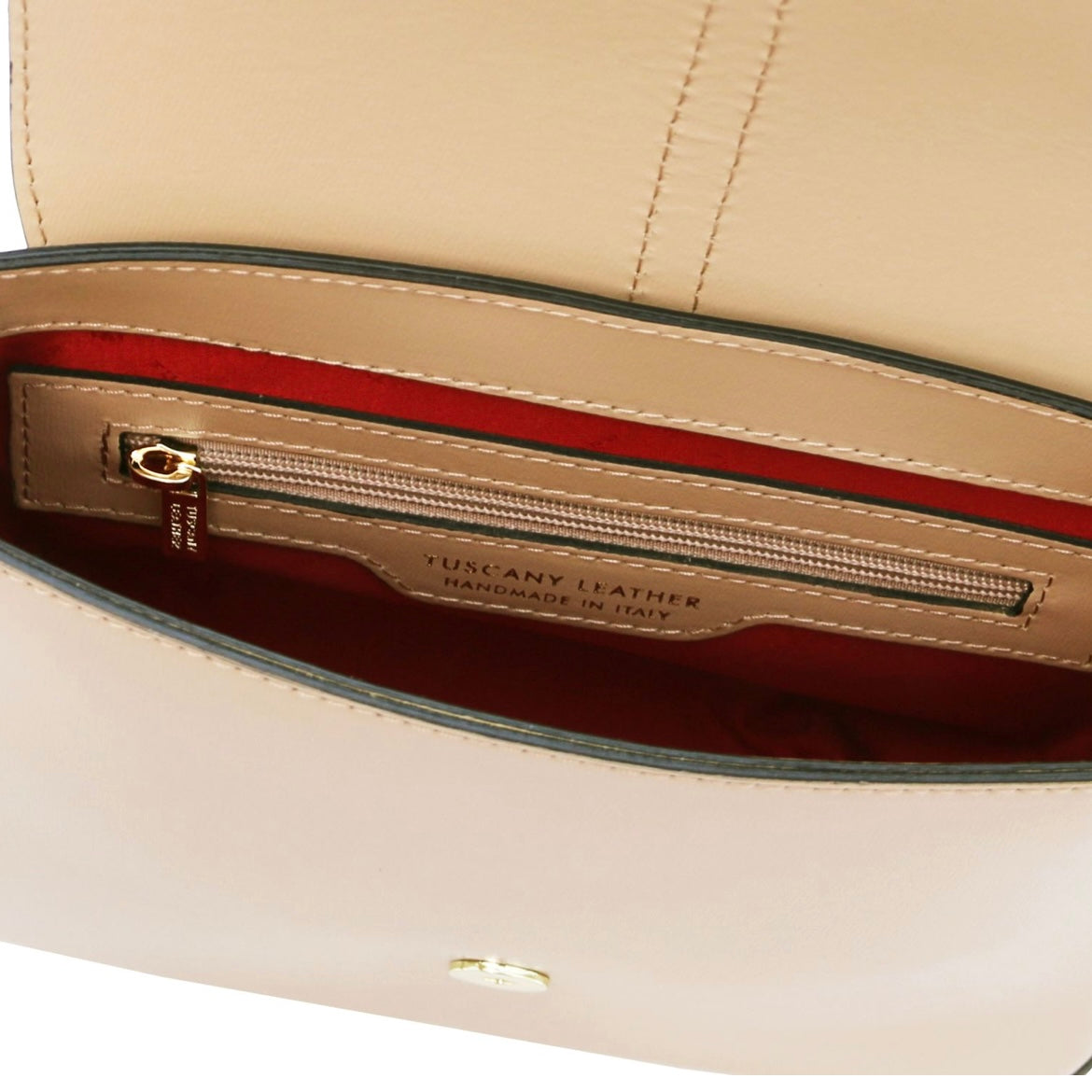 The Tropical Duchess Tuscany Leather  TL BAG NAUSICA TL141598 Leather Shoulder bag in Champagne
