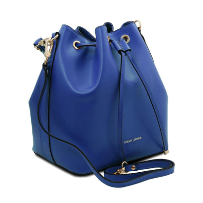 The Tropical Duchess Tuscany Leather  TL BAG VITTORIA TL141531 Leather Bucket bag in Blue
