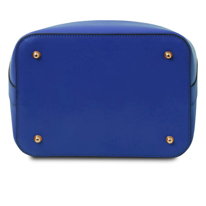 The Tropical Duchess Tuscany Leather  TL BAG VITTORIA TL141531 Leather Bucket bag in Blue