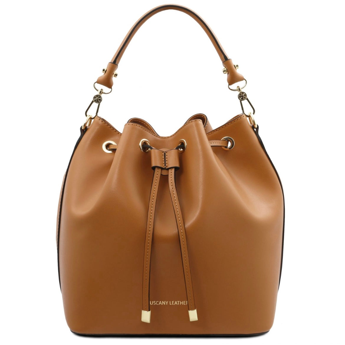 The Tropical Duchess Tuscany Leather  TL BAG VITTORIA TL141531 Leather Bucket bag in Cognac