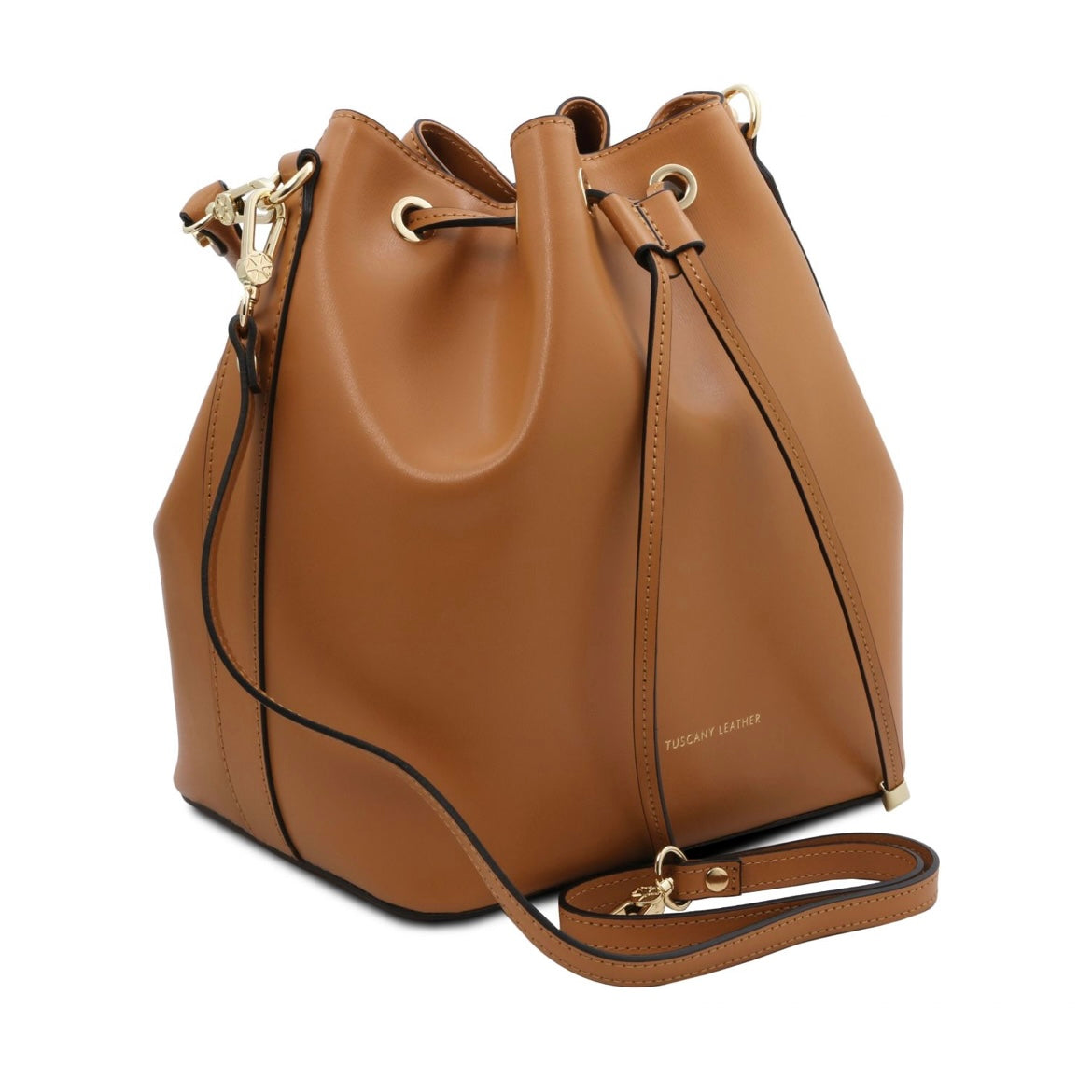 The Tropical Duchess Tuscany Leather  TL BAG VITTORIA TL141531 Leather Bucket bag in Cognac