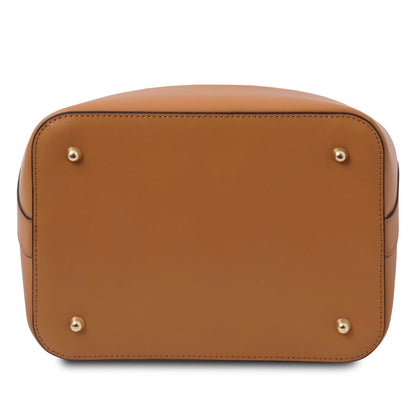 The Tropical Duchess Tuscany Leather  TL BAG VITTORIA TL141531 Leather Bucket bag in Cognac