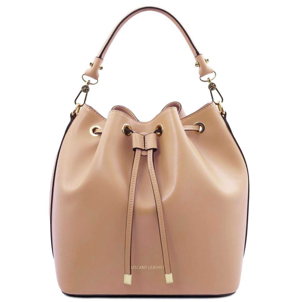 The Tropical Duchess Tuscany Leather  TL BAG VITTORIA TL141531 Leather Bucket bag in Champagne