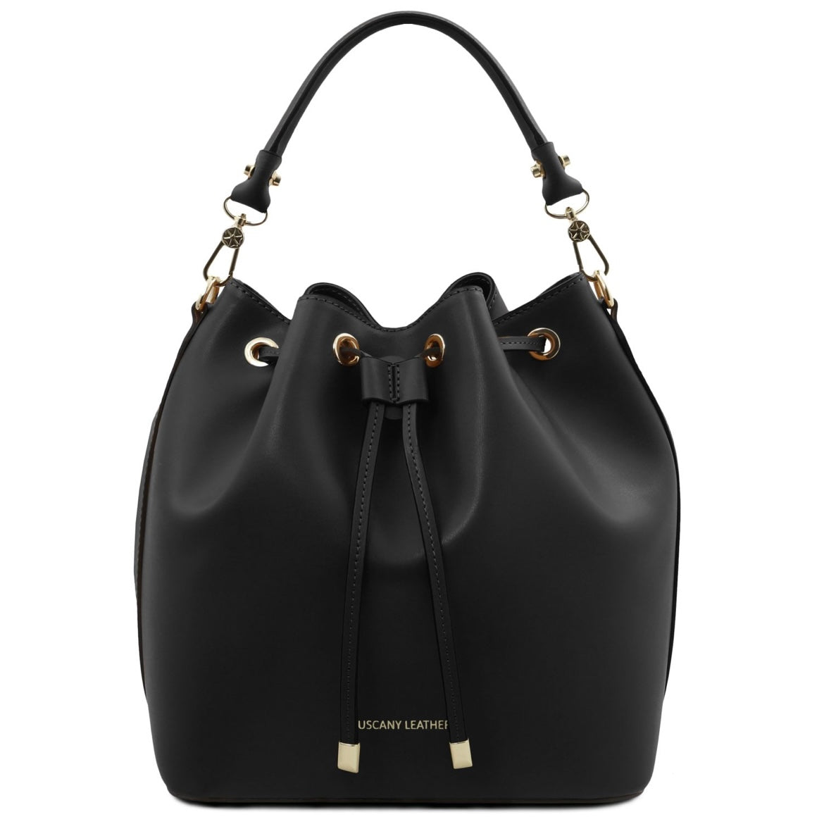 The Tropical Duchess Tuscany Leather  TL BAG VITTORIA TL141531 Leather Bucket bag in Black