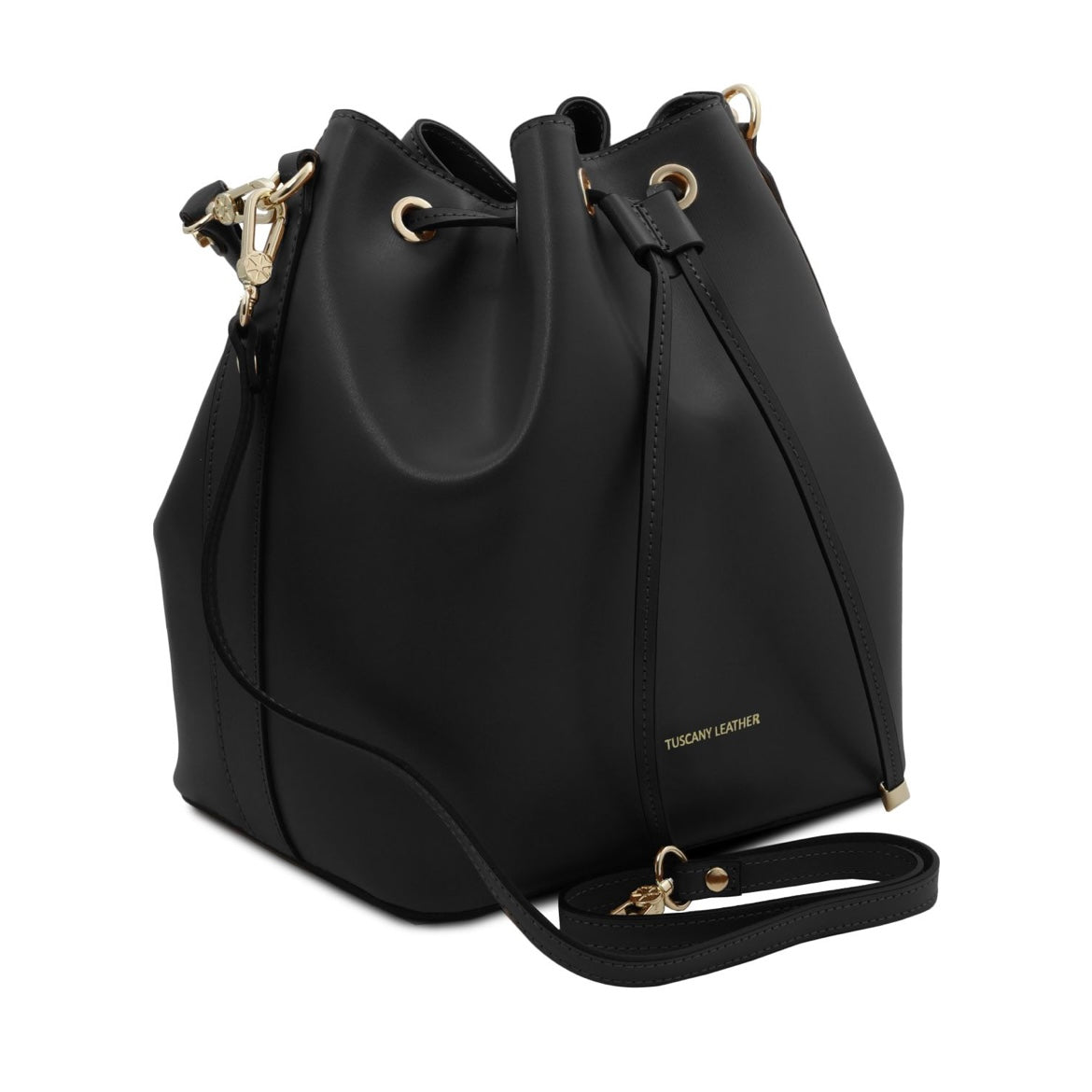 The Tropical Duchess Tuscany Leather  TL BAG VITTORIA TL141531 Leather Bucket bag in Black