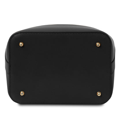 The Tropical Duchess Tuscany Leather  TL BAG VITTORIA TL141531 Leather Bucket bag in Black