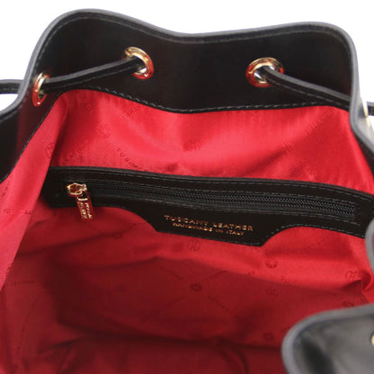 The Tropical Duchess Tuscany Leather  TL BAG VITTORIA TL141531 Leather Bucket bag in Black