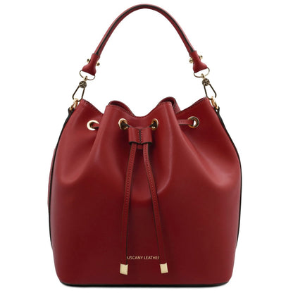 The Tropical Duchess Tuscany Leather  TL BAG VITTORIA TL141531 Leather Bucket bag in Red