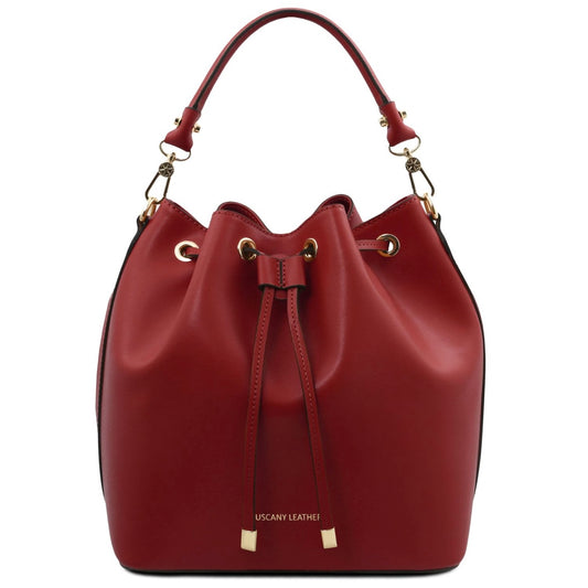 The Tropical Duchess Tuscany Leather  TL BAG VITTORIA TL141531 Leather Bucket bag in Red