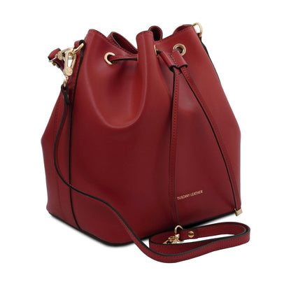 The Tropical Duchess Tuscany Leather  TL BAG VITTORIA TL141531 Leather Bucket bag in Red