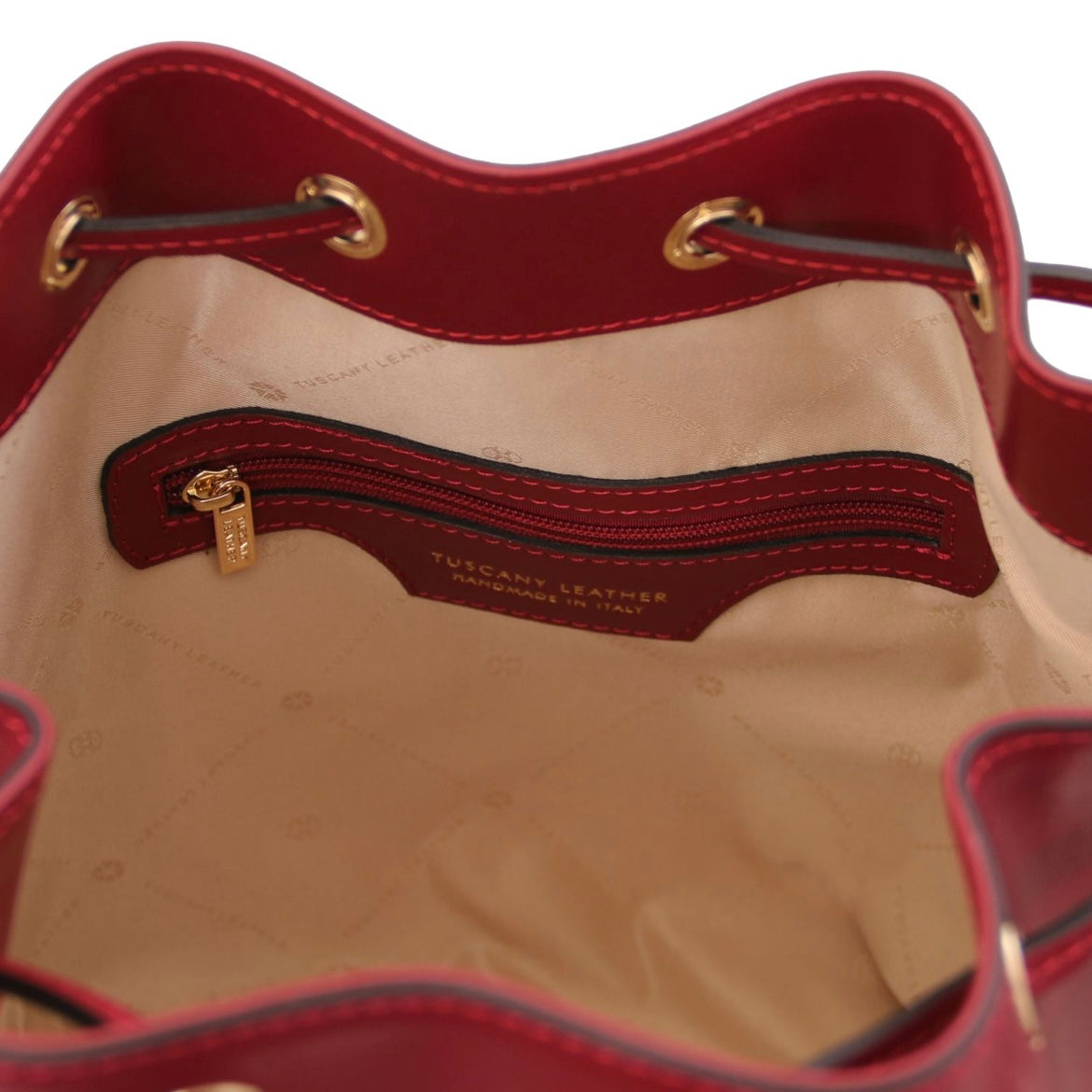 The Tropical Duchess Tuscany Leather  TL BAG VITTORIA TL141531 Leather Bucket bag in Red