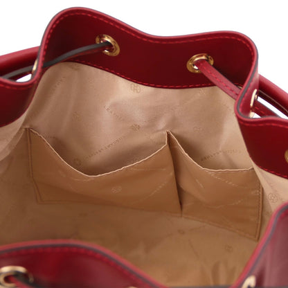 The Tropical Duchess Tuscany Leather  TL BAG VITTORIA TL141531 Leather Bucket bag in Red