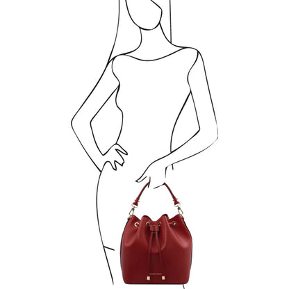 The Tropical Duchess Tuscany Leather  TL BAG VITTORIA TL141531 Leather Bucket bag in Red