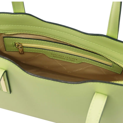 The Tropical Duchess Tuscany Leather  TL BAG OLIMPIA TL141521 Leather Tote - Small Size  in Lime Green