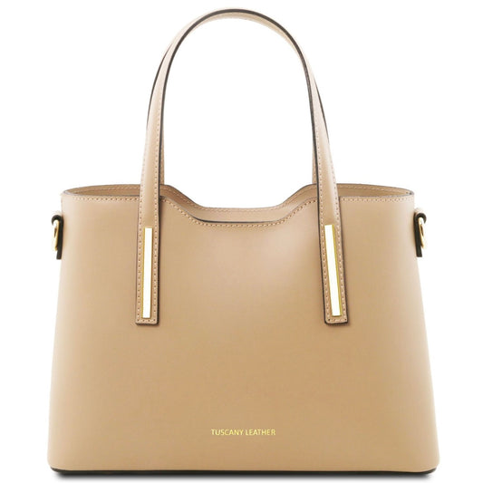 The Tropical Duchess Tuscany Leather  TL BAG OLIMPIA TL141521 Leather Tote - Small Size  in Champagne