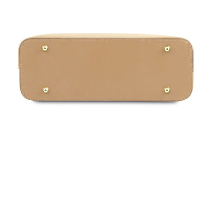 The Tropical Duchess Tuscany Leather  TL BAG OLIMPIA TL141521 Leather Tote - Small Size  in Champagne