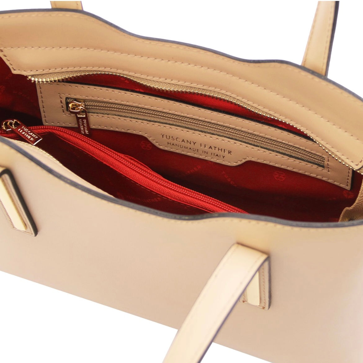 The Tropical Duchess Tuscany Leather  TL BAG OLIMPIA TL141521 Leather Tote - Small Size  in Champagne