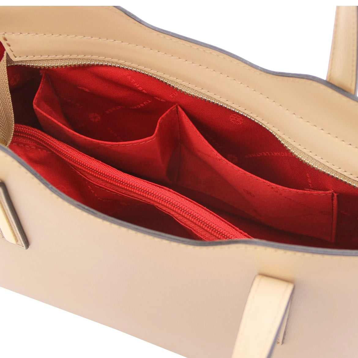 The Tropical Duchess Tuscany Leather  TL BAG OLIMPIA TL141521 Leather Tote - Small Size  in Champagne